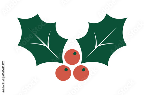 Simple Christmas Holly Sprig Graphic Design
