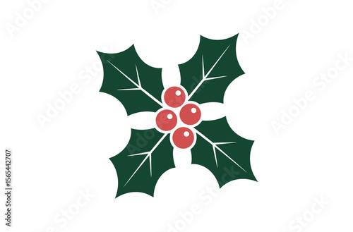 Simple Christmas Holly Sprig Graphic Design