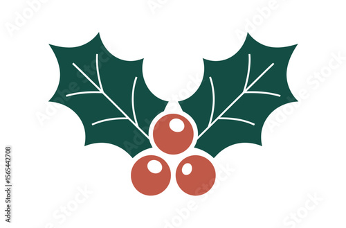 Simple Christmas Holly Sprig Graphic Design