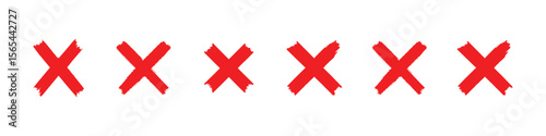 Red Cross Mark Icon Set – Bold Brushstroke Style Symbols for Error, Cancel or Rejection