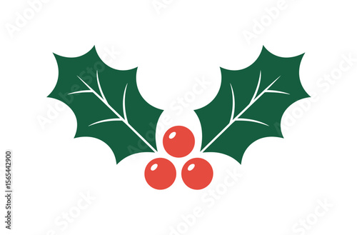 Simple Christmas Holly Sprig Graphic Design