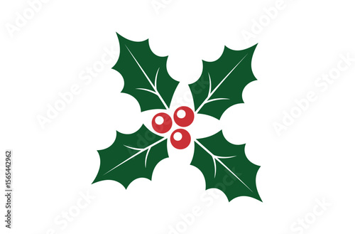 Simple Christmas Holly Sprig Graphic Design