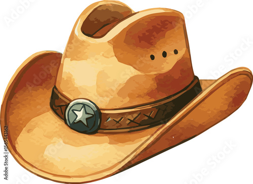 Vector watercolor painted illustration of a cowboy hat