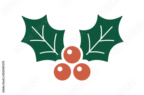 Simple Christmas Holly Sprig Graphic Design