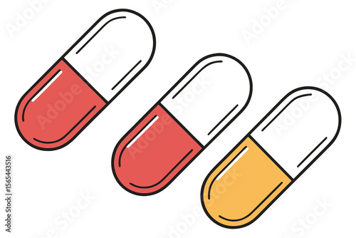 Pills Flat Icon Isolated Vector Illustration of Capsules
