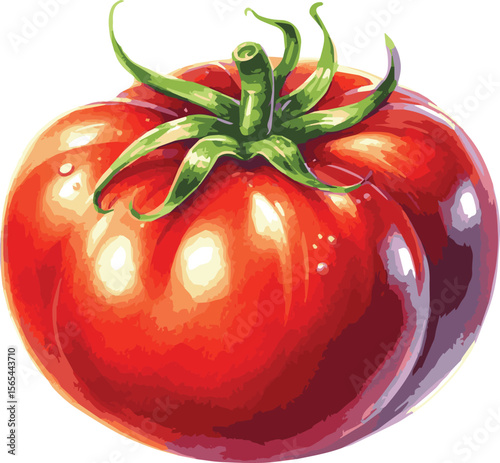Vector watercolor painted illustration of a tomato