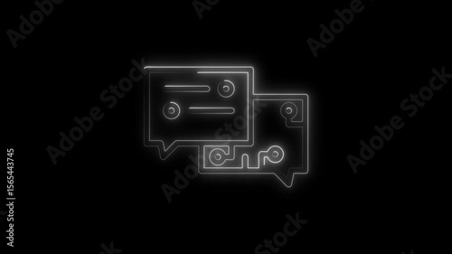 Animated Neon Glowing Speech Bubbles Chat Communication Dialogue Interface Digital Technology Modern Abstract
