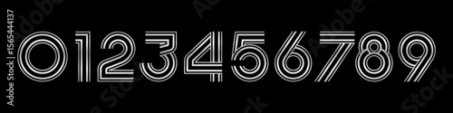Number set font alphabet vector illustration. Set of modern number 0 to 9 logo designs. In silver color.