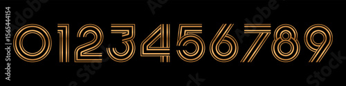 Number set font alphabet vector illustration. Set of modern number 0 to 9 logo designs. In bronze color.