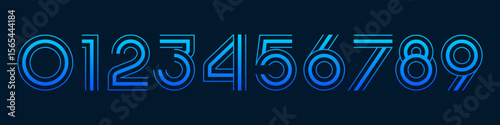 Number set font alphabet vector illustration. Set of modern number 0 to 9 logo designs. In blue color.