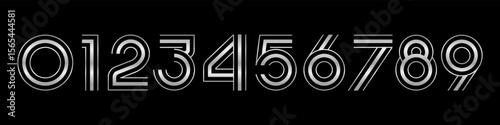 Number set font alphabet vector illustration. Set of modern number 0 to 9 logo designs. In silver color.