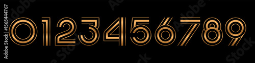 Number set font alphabet vector illustration. Set of modern number 0 to 9 logo designs. In bronze color.