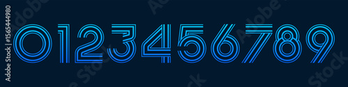 Number set font alphabet vector illustration. Set of modern number 0 to 9 logo designs. In blue color.
