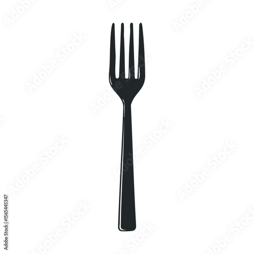 Elegant black fork isolated on white background for dining and kitchen design