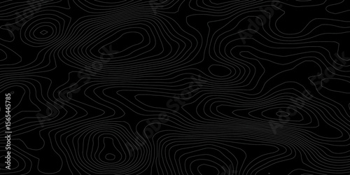 Topographic background and texture, monochrome. Black and white abstract Seamless Pattern with Contour Lines map.