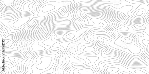 Topographic background and texture, monochrome. Black and white abstract Seamless Pattern with Contour Lines map.