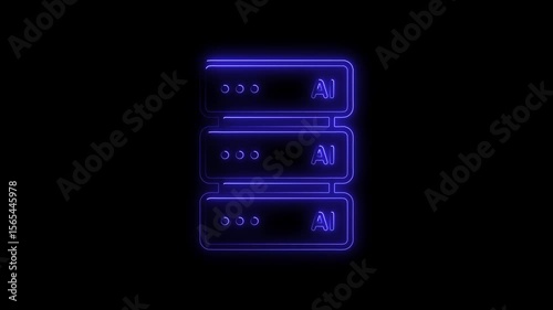 Neon A I Server Rack Animation Abstract Technology Background Digital Future Innovation Data Center Network