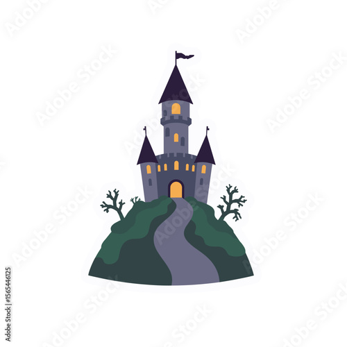 A captivating view of a majestic castle, nestled atop a verdant hill, epitomizing a sense of history and architectural grandeur.