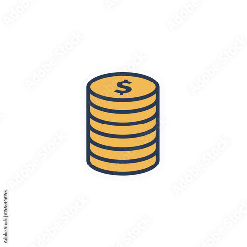 Stack of gold coins with dollar sign, representing wealth and financial success.