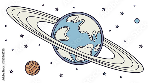 Cartoon saturn planet with rings vector illustration space galaxy astronomy educational resource for kids drawing 100