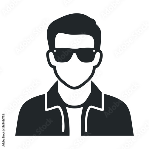 Silhouette of a young caucasian male in sunglasses and jacket icon design