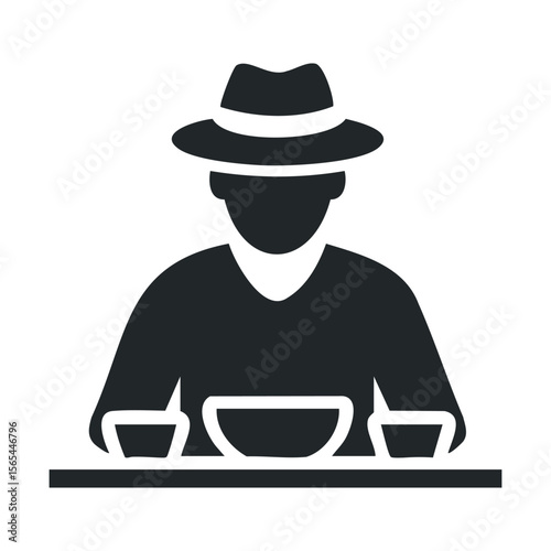 Mysterious male figure with hat and sunglasses silhouette
