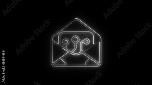 Glowing Neon Email Envelope Digital Message Communication Technology Abstract Animation Seamless Loop Modern