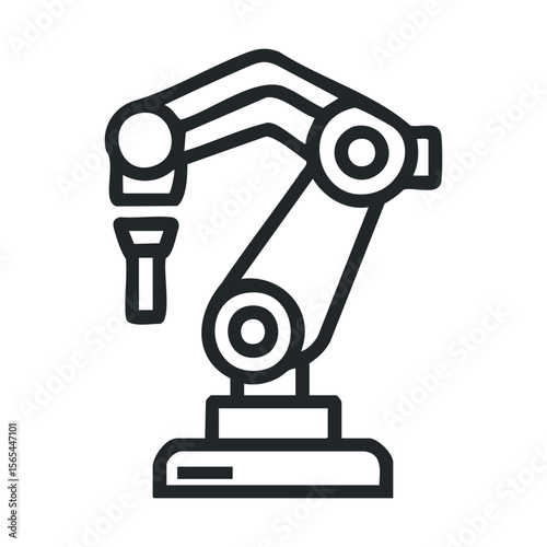Industrial robotic arm outline for automation and manufacturing design
