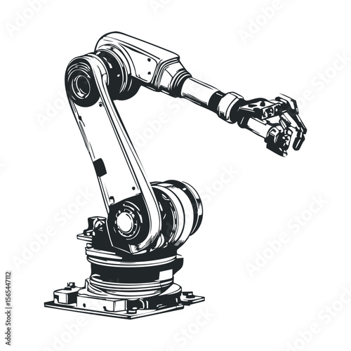 Industrial robotic arm illustration depicting advanced mechanical design and automation