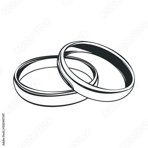 Illustration of interlocking wedding rings symbolizing love and commitment