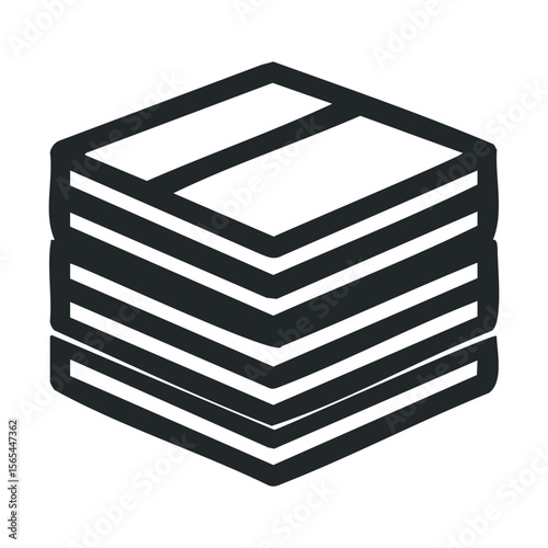 Stack of three monochrome books in simple black and white design