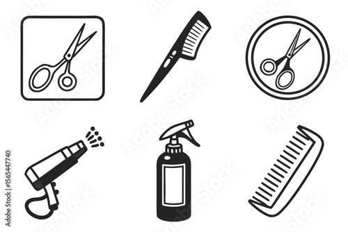 Vector art of hairdressing tools isolated on white background