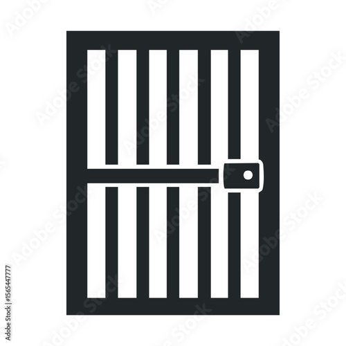 Simple black jail cell door icon on white background