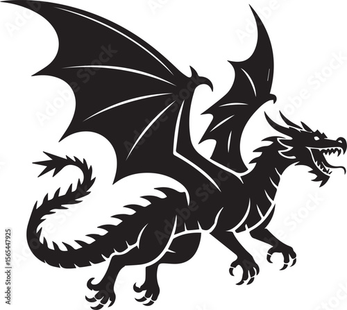 Wallpaper Mural dragon silhoutte vector illustration Torontodigital.ca