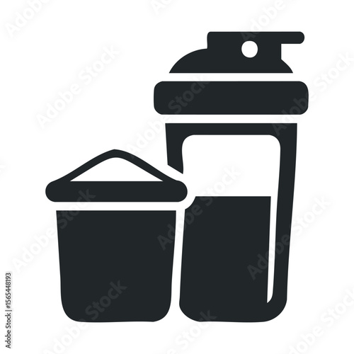 Black and white trash and recycle bin icon for waste management