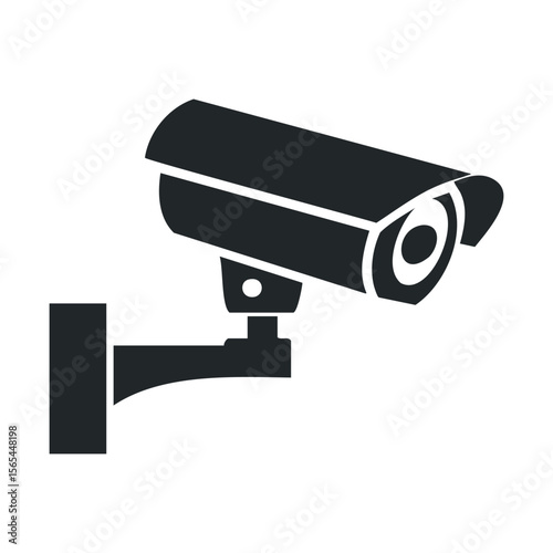 Black surveillance camera icon on white background