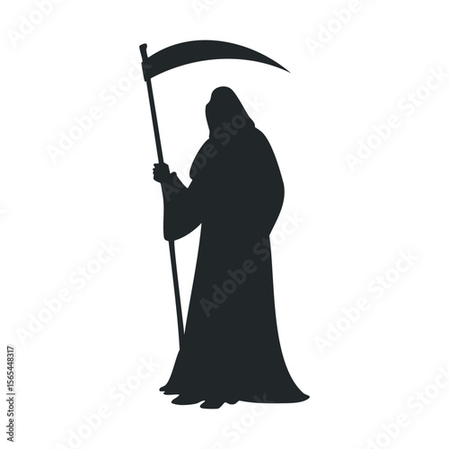 Silhouette of grim reaper holding scythe
