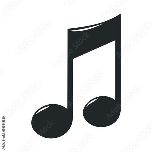 Simple black musical note icon on white background