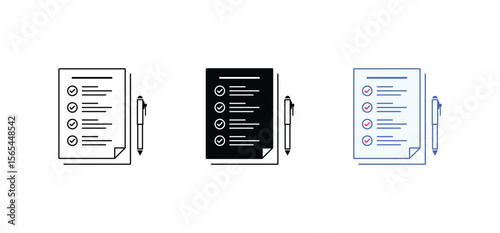 Set of checklist document icons in a flat design. Paper documents icons set vector illustration.