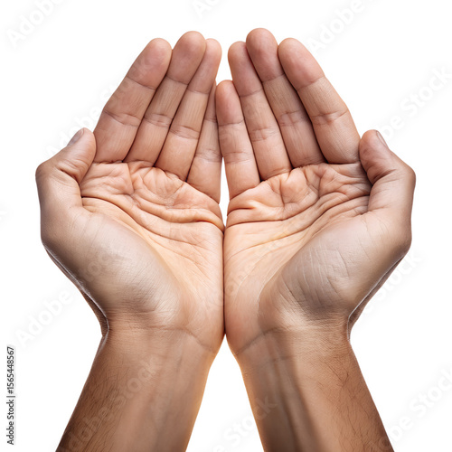 Two human hands held palms up, side-by-side, as if cupping or holding something. The hands appear to belong to an adult, and the skin tone is light to medium.