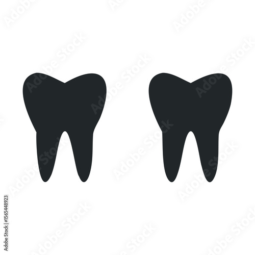 Simple black tooth silhouettes on white background