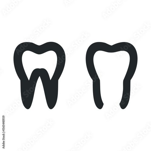 Simple black tooth icons on white background