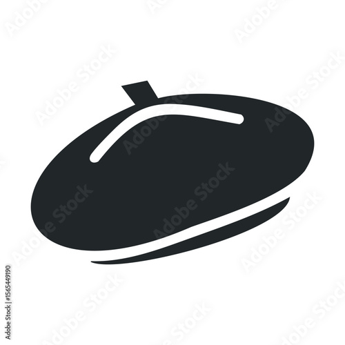 Minimalist black beret icon on white background