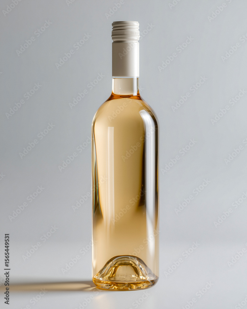 Fototapeta premium Elegant White Wine Bottle isolated On White — Minimalist Product Shot