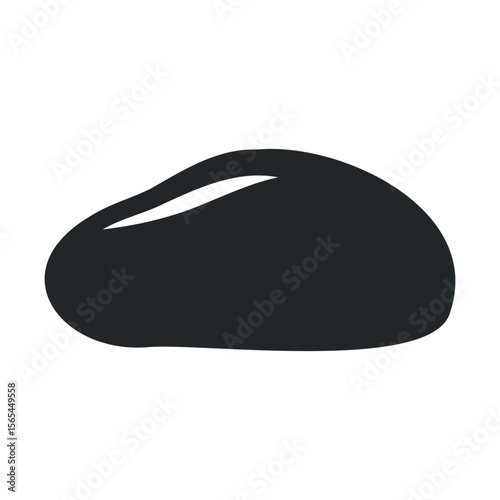 Black silhouette of a smooth rock with white highlight on top