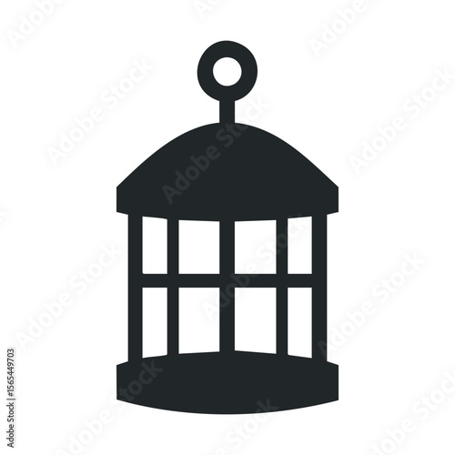 Black silhouette of a traditional gazebo on white background