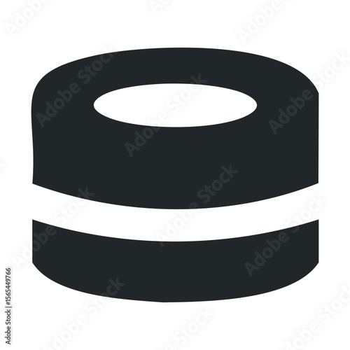 Minimalist black cylinder sculpture with central white oval opening