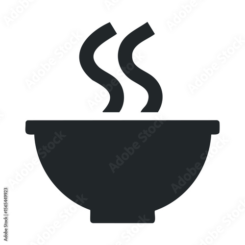 Silhouette of a steaming bowl icon representing hot food in minimalist style