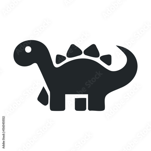 Silhouette of a cute dinosaur with stegosaurus spikes on white background