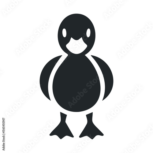 Black and white cartoon penguin silhouette with outstretched flippers